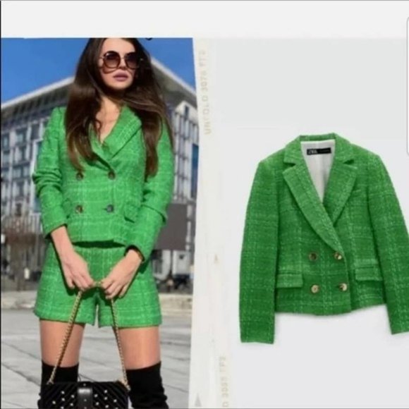 NWT Zara Double Breasted Textured Weave Jacket M - Picture 3 of 6